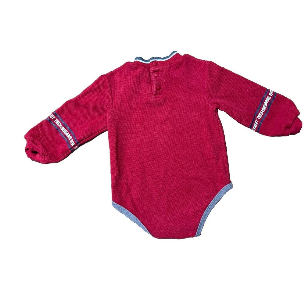 Vintage Sesame Street Jumper | Red Thermal Material | 90s Toddler Outfit - Picture 3 of 8